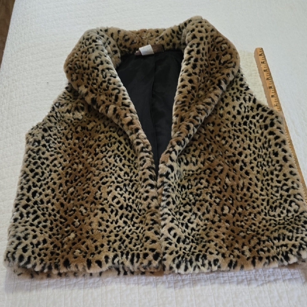 Leopard Print Faux Fur Vest Painted Pony Vintage Made In The USA Womens XS